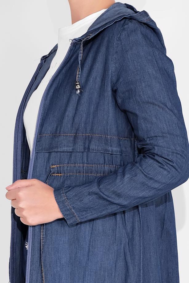 Vêtements hijab  SMOCKED-WAIST DENIM TRENCH-COAT  801  - TRENDTESETTÜR