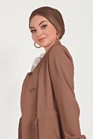 Tesettür giyim KAHVE ALVİNA DÜĞMELİ TRENÇKOT 10171 