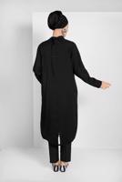 Tesettür giyim SİYAH ETEK UCU LASTİKLİ TRENÇKOT 1403