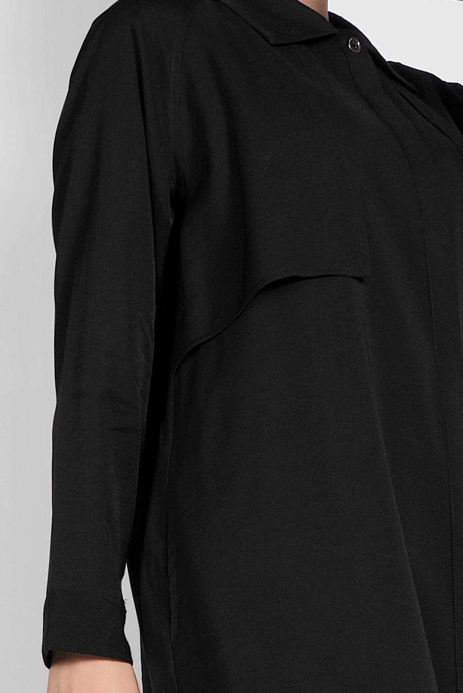 Tesettür giyim SİYAH ETEK UCU LASTİKLİ TRENÇKOT 1403