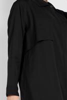 Tesettür giyim SİYAH ETEK UCU LASTİKLİ TRENÇKOT 1403