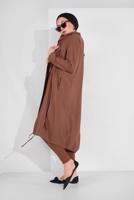 Tesettür giyim KAHVE ETEK UCU LASTİKLİ TRENÇKOT 1403