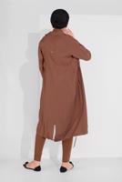 Tesettür giyim KAHVE ETEK UCU LASTİKLİ TRENÇKOT 1403