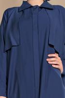 Tesettür giyim LACİVERT ETEK UCU LASTİKLİ TRENÇKOT 1403