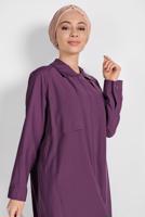 Tesettür giyim MÜRDÜM ETEK UCU LASTİKLİ TRENÇKOT 1403