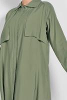 Tesettür giyim YEŞİL ETEK UCU LASTİKLİ TRENÇKOT 1403