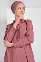 Tesettür giyim TURUNCU ETEK UCU LASTİKLİ TRENÇKOT 1403