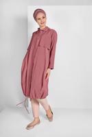 Tesettür giyim TURUNCU ETEK UCU LASTİKLİ TRENÇKOT 1403