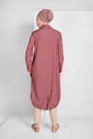 Tesettür giyim TURUNCU ETEK UCU LASTİKLİ TRENÇKOT 1403