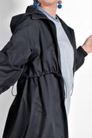 Tesettür giyim GRİ BELİ BÜZGÜLÜ TRENÇKOT 5956