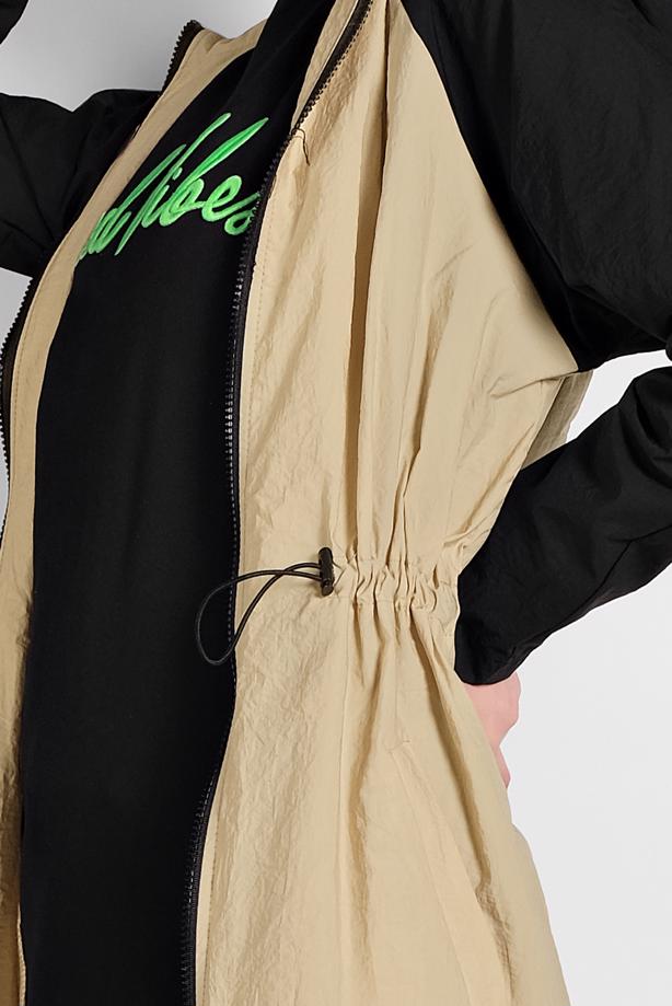 Vêtements hijab  SMOCKED-WAIST HOODED TRENCH-COAT  7775  - TRENDTESETTÜR