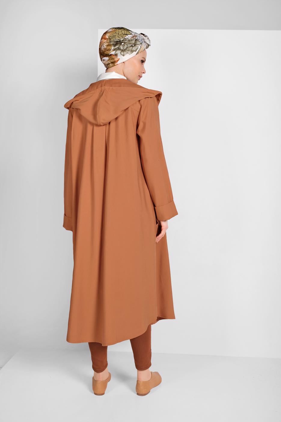 Hijab clothing TABA HOODED TRENCH-COAT 9403 