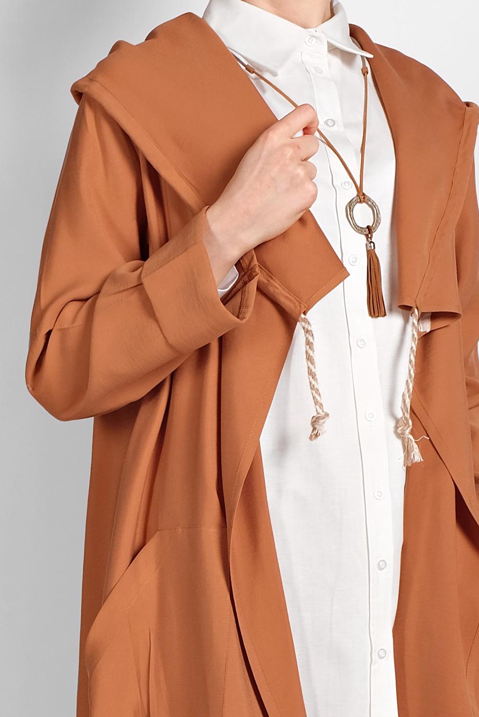 Hijab clothing TABA HOODED TRENCH-COAT 9403 