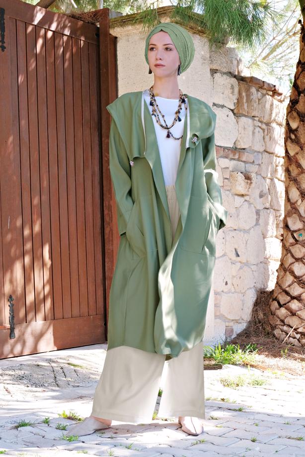 Hijab clothing HOODED TRENCH-COAT 9403 - TRENDTESETTÜR