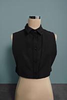 Tesettür giyim SİYAH ALVİNA  SİVRİ YAKA DÜĞMELİ BLUZ  YAKALIK 4406 