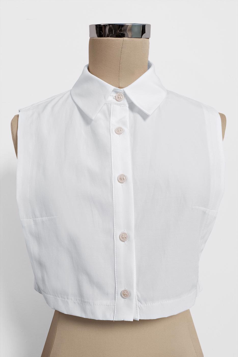 Tesettür giyim BEYAZ ALVİNA  SİVRİ YAKA DÜĞMELİ BLUZ  YAKALIK 4406 