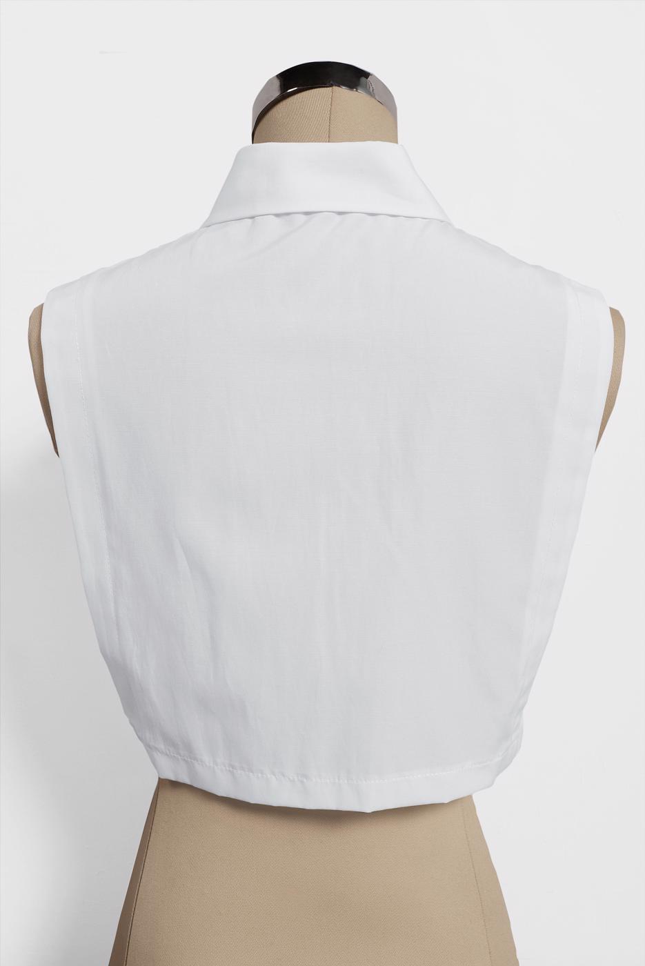 Tesettür giyim BEYAZ ALVİNA  SİVRİ YAKA DÜĞMELİ BLUZ  YAKALIK 4406 