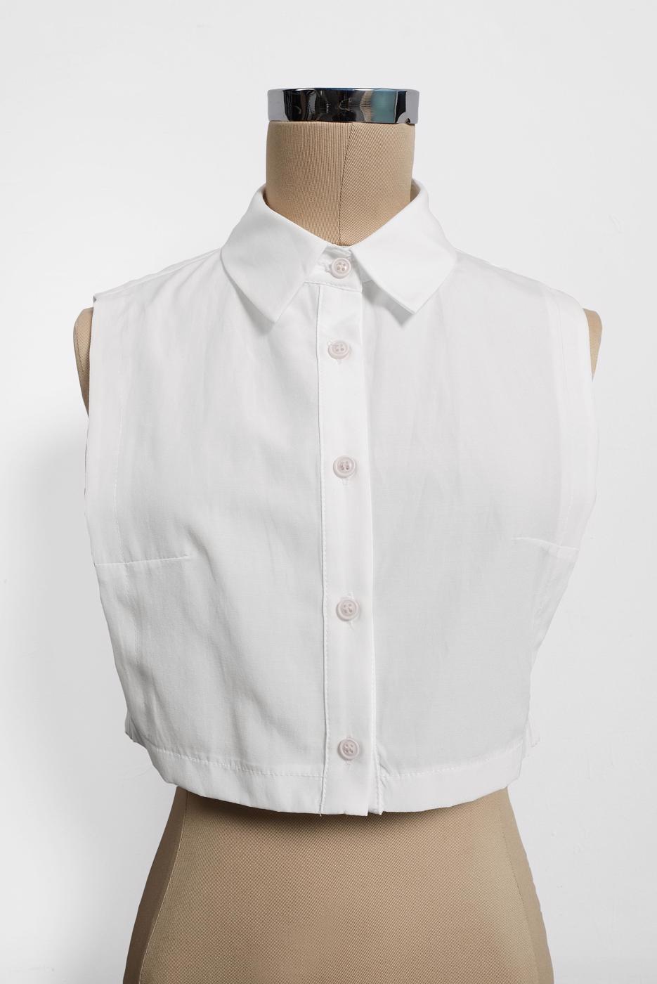 Tesettür giyim BEYAZ ALVİNA  SİVRİ YAKA DÜĞMELİ BLUZ  YAKALIK 4406 