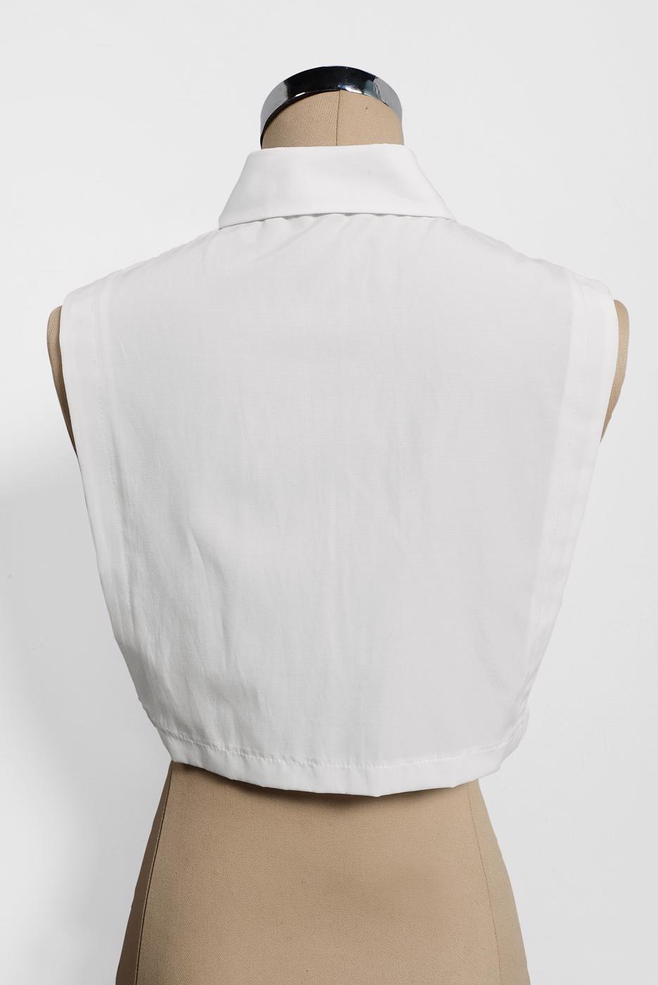 Tesettür giyim BEYAZ ALVİNA  SİVRİ YAKA DÜĞMELİ BLUZ  YAKALIK 4406 