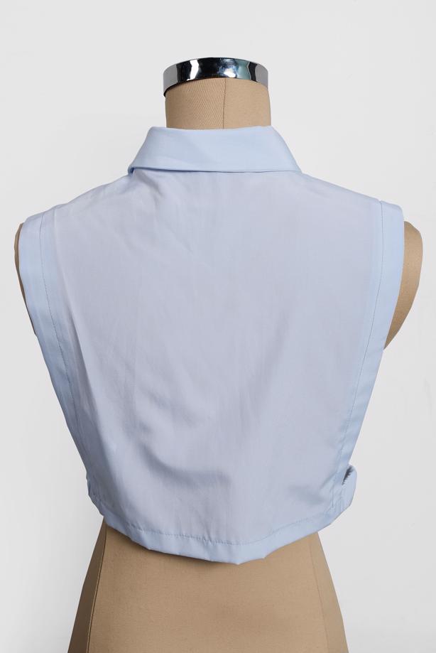 Tesettür giyim MAVİ ALVİNA  SİVRİ YAKA DÜĞMELİ BLUZ  YAKALIK 4406  - TRENDTESETTÜR