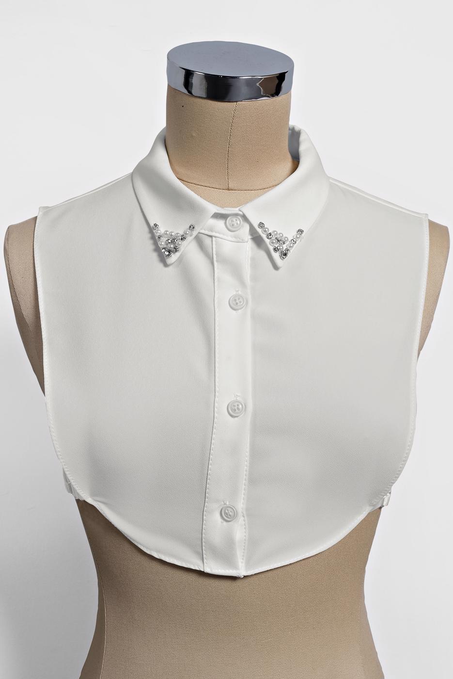 Tesettür giyim KREM  ALVİNA BONCUK İŞLEMELİ BLUZ  YAKALIK 4407