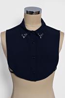 Tesettür giyim LACİVERT  ALVİNA BONCUK İŞLEMELİ BLUZ  YAKALIK 4407