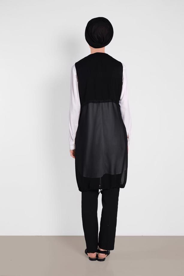 Vêtements hijab NOIR ALVINA GILET OURLET À ÉLASTIQUE 4476  - TRENDTESETTÜR