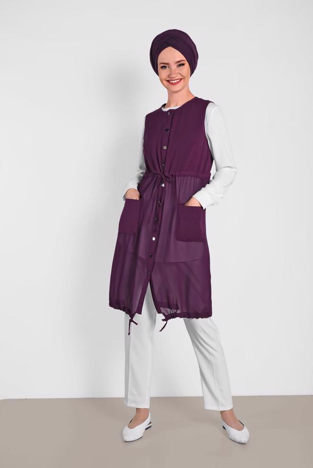 Vêtements hijab POURPRE ALVINA GILET OURLET À ÉLASTIQUE 4476  - TRENDTESETTÜR