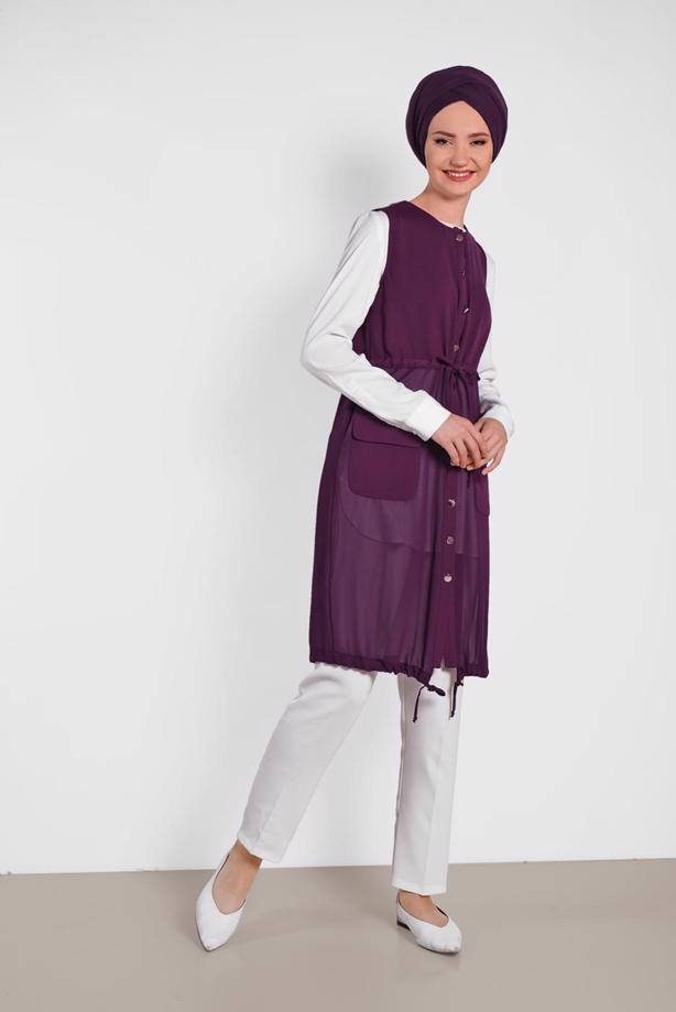 Vêtements hijab POURPRE ALVINA GILET OURLET À ÉLASTIQUE 4476  - TRENDTESETTÜR