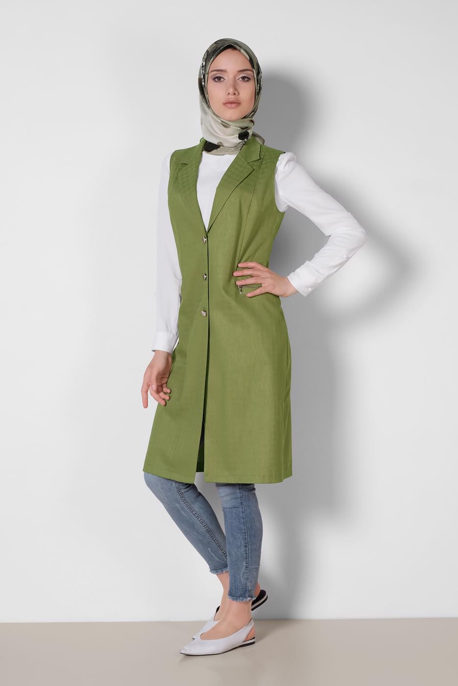 Vêtements hijab VERT ALVINA GILET ZIPPÉ 4020