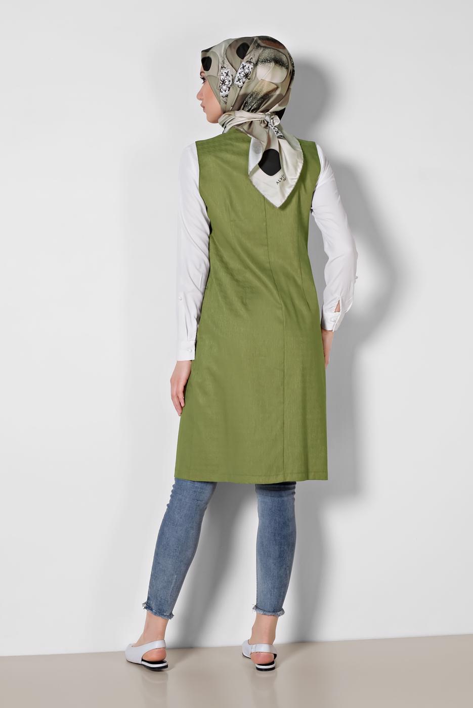 Vêtements hijab VERT ALVINA GILET ZIPPÉ 4020