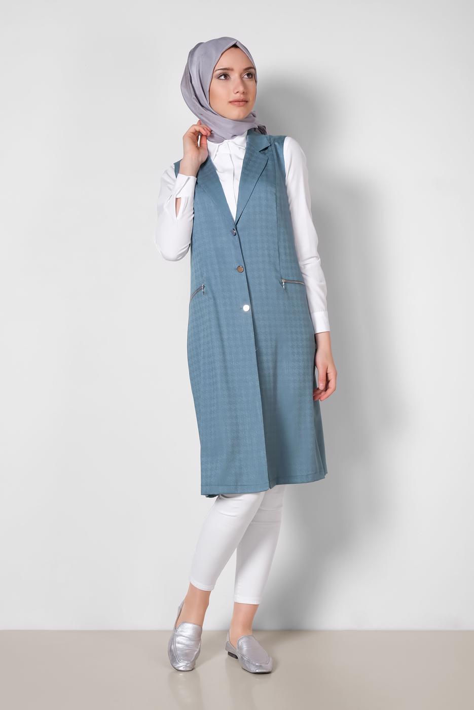Vêtements hijab BLEU ALVINA GILET ZIPPÉ 4020 