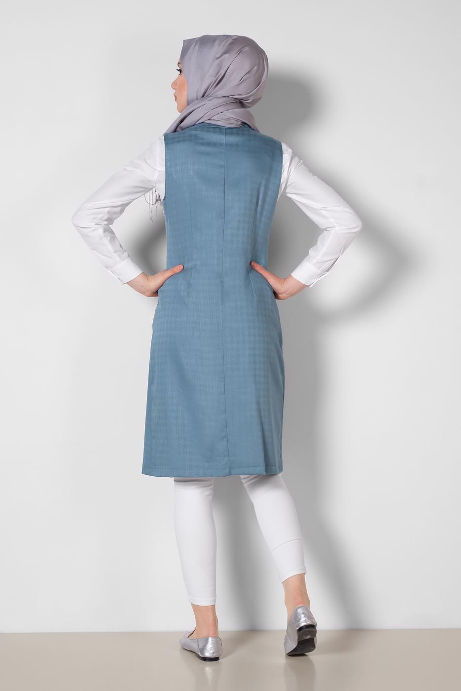 Vêtements hijab BLEU ALVINA GILET ZIPPÉ 4020 