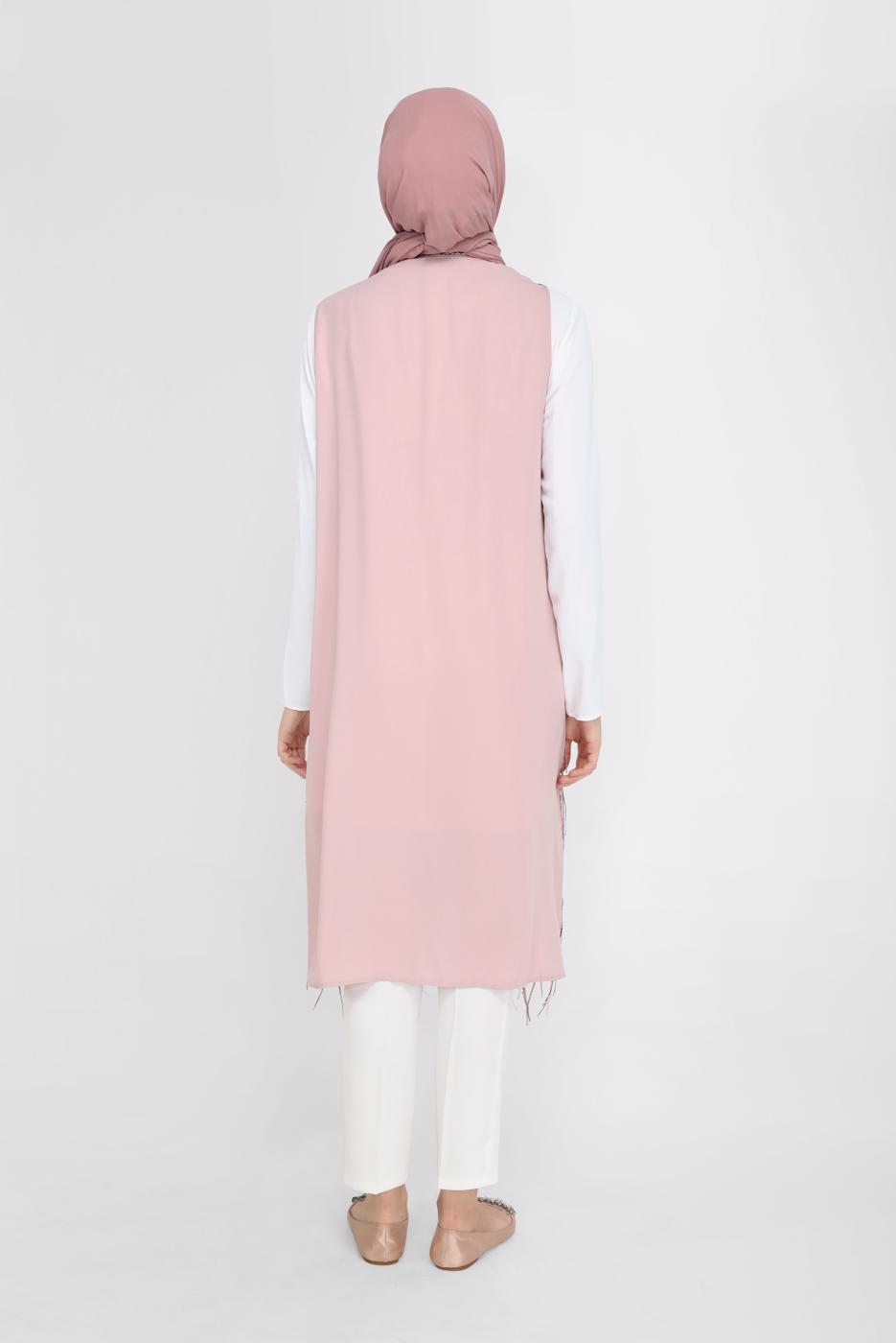 Vêtements hijab POUDRE GILET À FRANGES À PAILLETTES T 40871