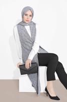 Tesettür giyim SİYAH ALVİNA ASİMETRİK KESİM YELEK 4092