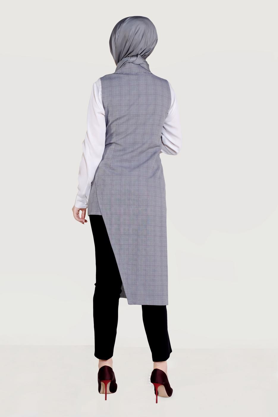 Vêtements hijab NOIR ALVINA GILET À ASYMÉTRIQUE 4092