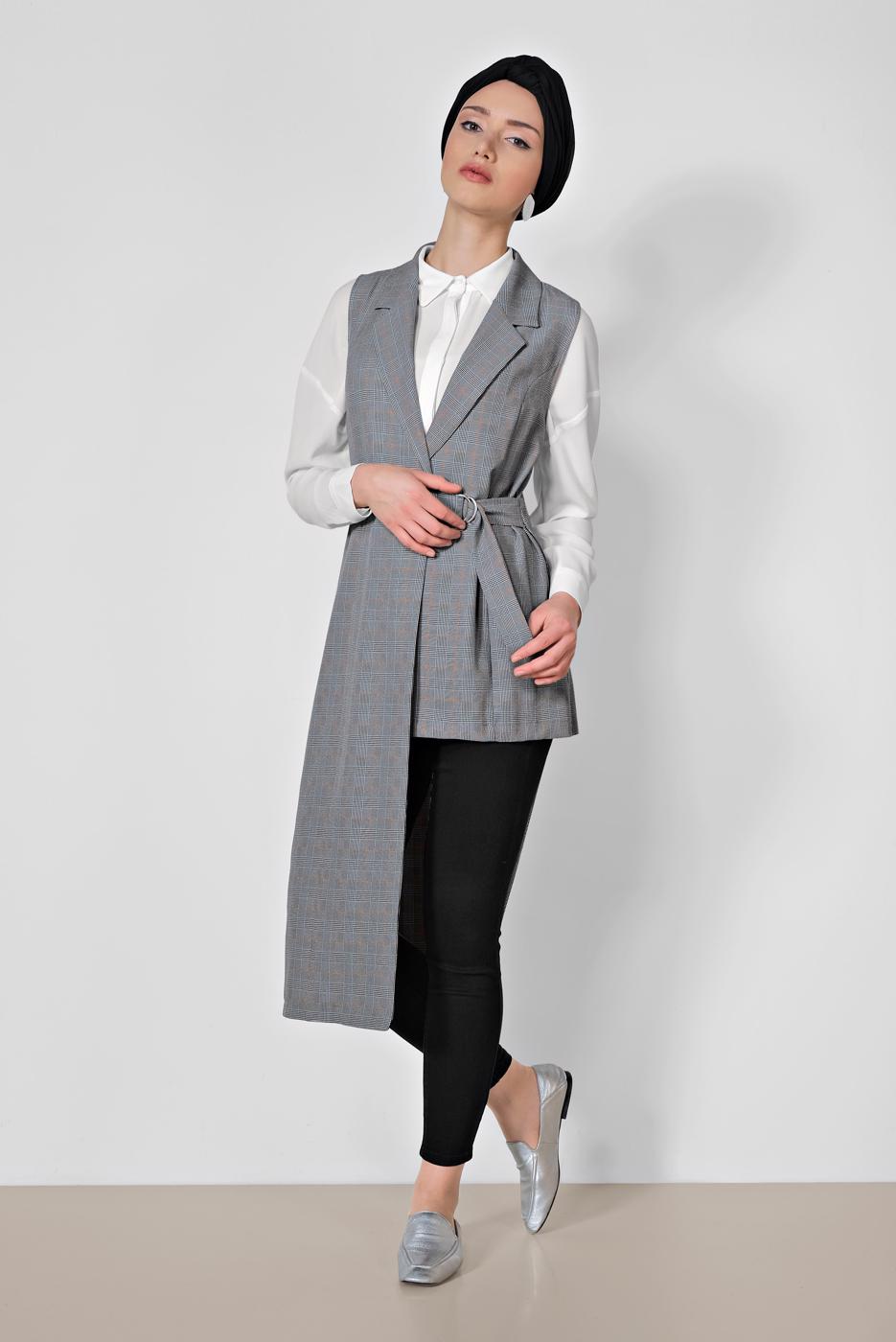 Vêtements hijab NOIR ALVINA GILET À ASYMÉTRIQUE 4092