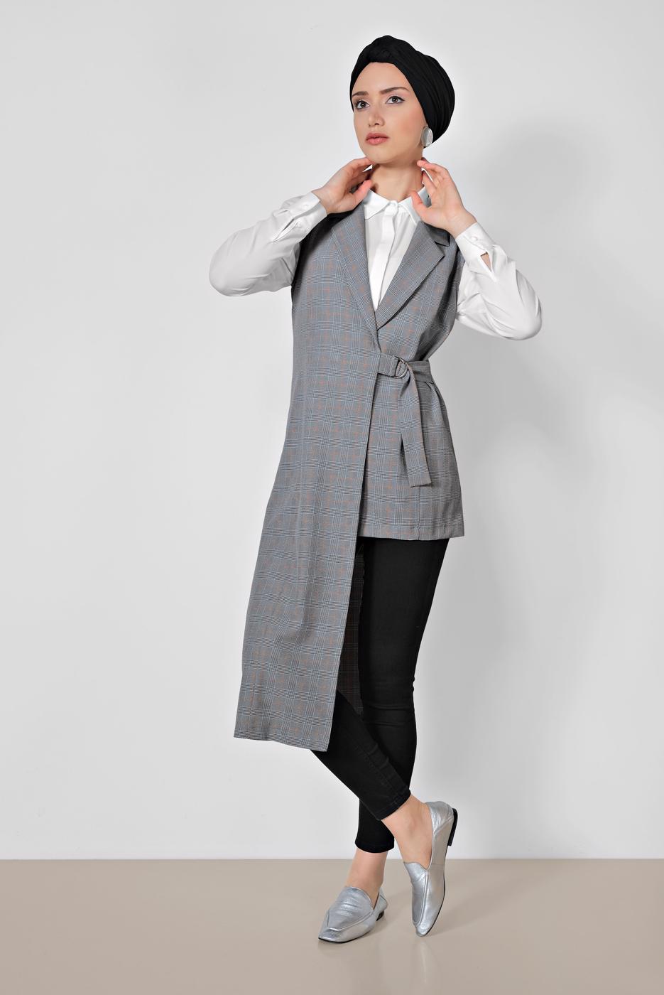 Vêtements hijab NOIR ALVINA GILET À ASYMÉTRIQUE 4092