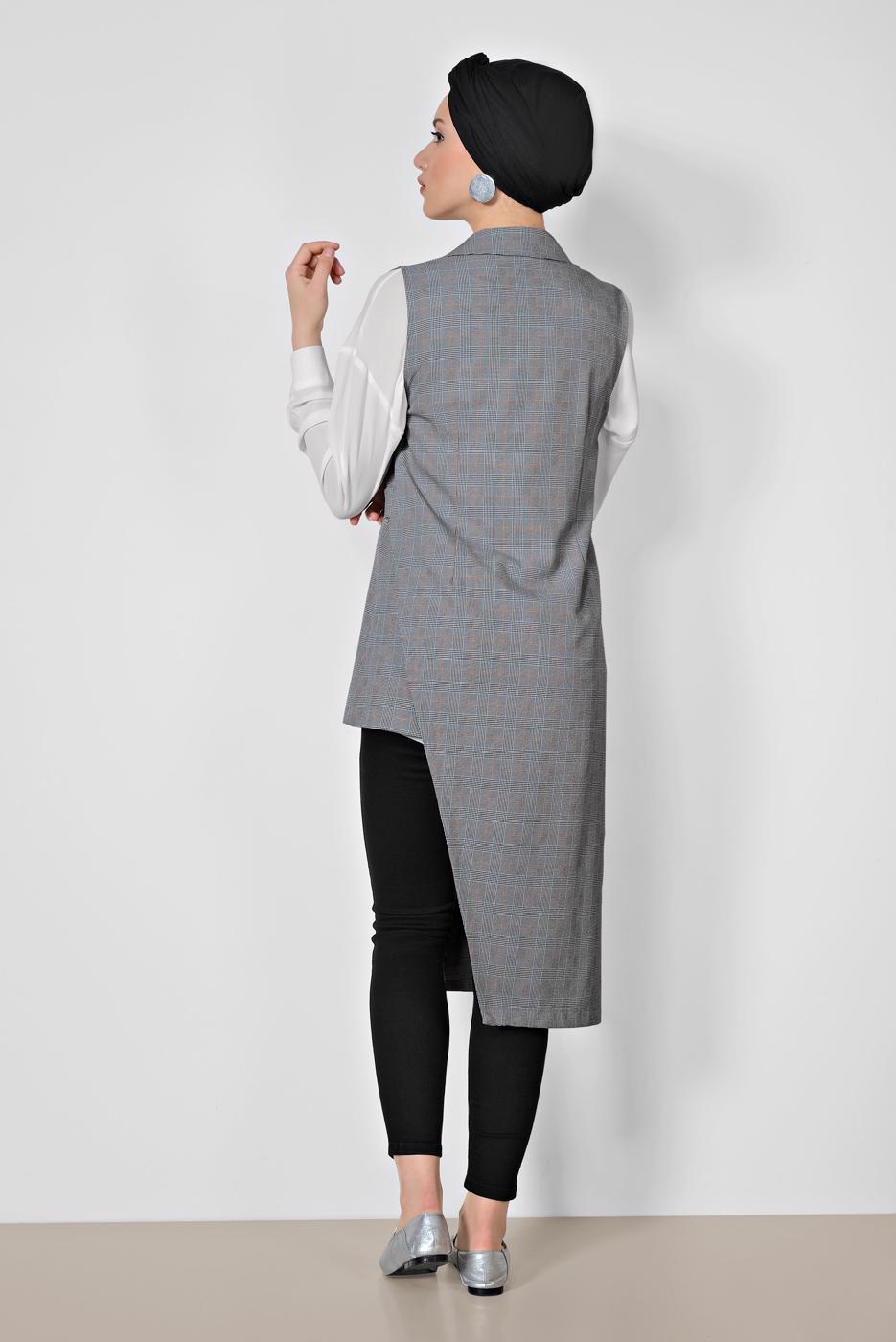 Vêtements hijab NOIR ALVINA GILET À ASYMÉTRIQUE 4092