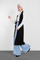 Tesettür giyim SİYAH ALVİNA KUŞAKLI FİTİLLİ YELEK 4182