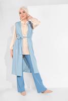 Vêtements hijab BLEU ALVINA GILET CÔTELÉ AVEC CEINTURE  4182  