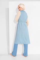 Vêtements hijab BLEU ALVINA GILET CÔTELÉ AVEC CEINTURE  4182  