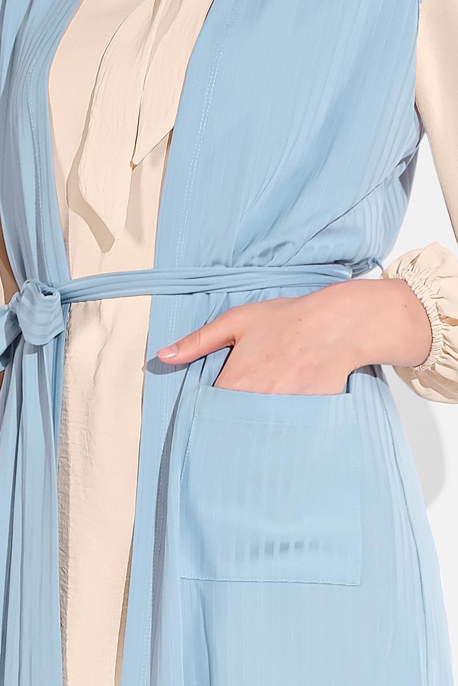 Vêtements hijab BLEU ALVINA GILET CÔTELÉ AVEC CEINTURE  4182  