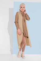 Vêtements hijab BEIGE ALVINA GILET CÔTELÉ AVEC CEINTURE  4182  