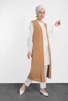 Vêtements hijab ORANGE ALVINA GILET CÔTELÉ AVEC CEINTURE  4182  