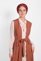 Vêtements hijab BRUN ALVINA GILET CÔTELÉ AVEC CEINTURE  4182  
