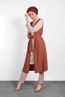 Vêtements hijab BRUN ALVINA GILET CÔTELÉ AVEC CEINTURE  4182  