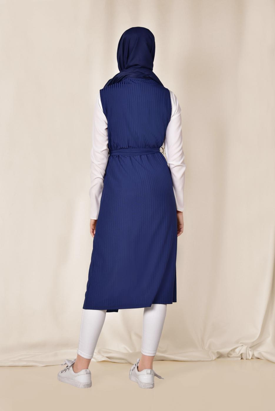 Vêtements hijab BLEU MARINE ALVINA GILET CÔTELÉ AVEC CEINTURE  4182  