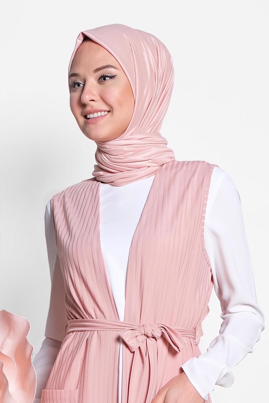 Vêtements hijab POUDRE ALVINA GILET CÔTELÉ AVEC CEINTURE  4182  