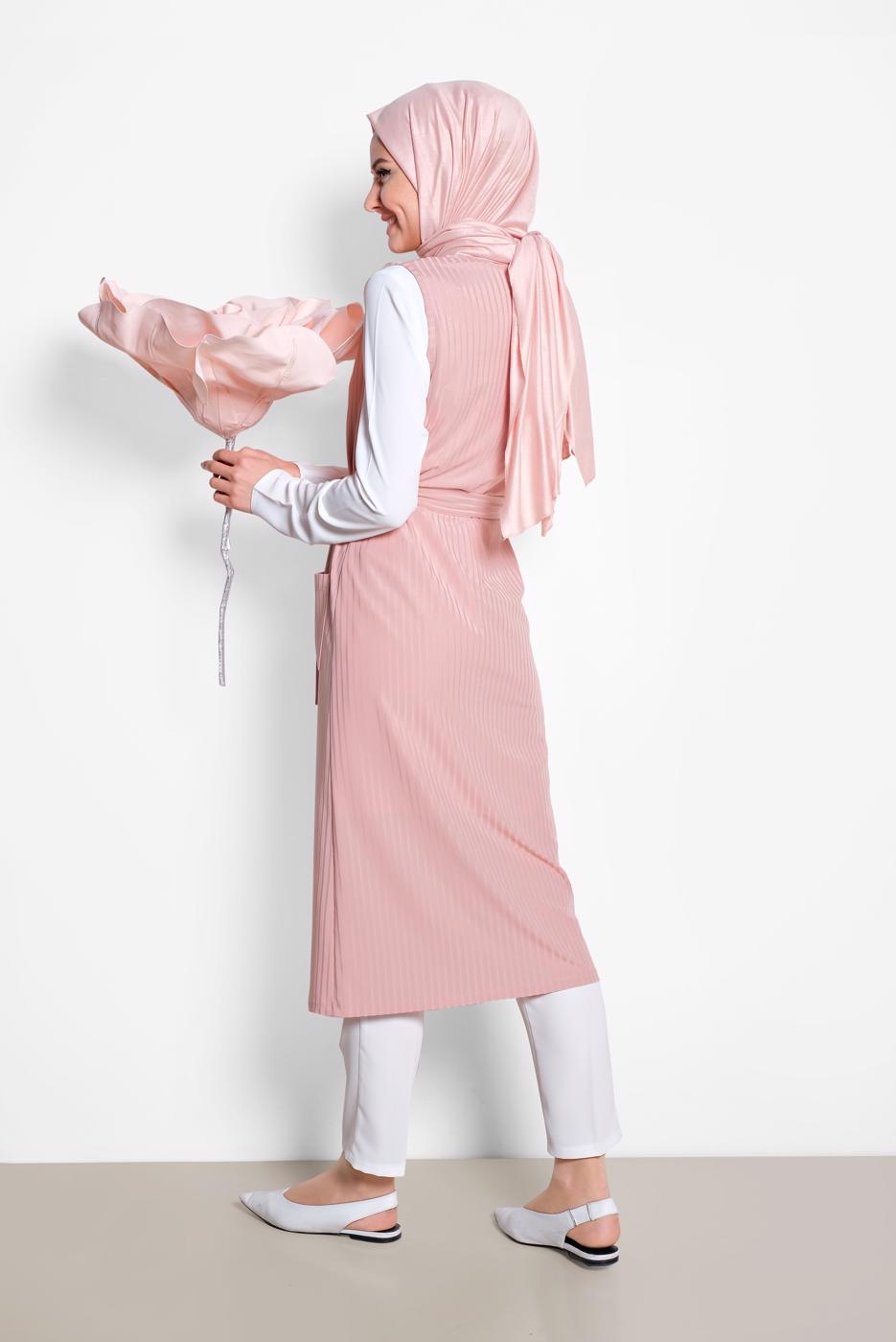 Vêtements hijab POUDRE ALVINA GILET CÔTELÉ AVEC CEINTURE  4182  